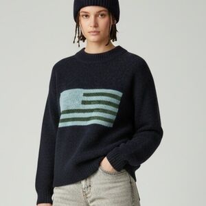 90s Chenille Flag Shape Sweater  